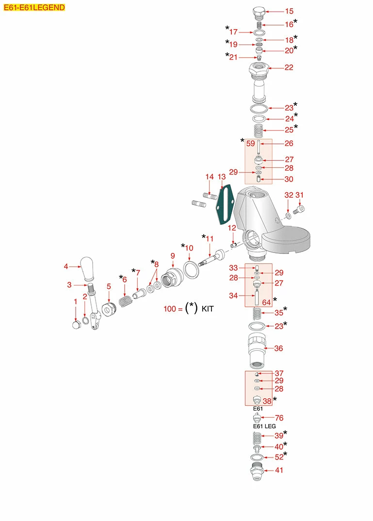 Genius Coffee N' Espresso Equipment Tune-up Kits E61 Group Head Complete Rebuild Kit